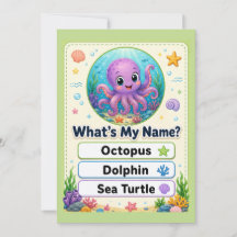 Süße Oktopus-Lernflashcard für Kinder