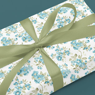 Süße Olivgrün-Aqua-Türkis-Blumen-Wasserfarbe Geschenkpapier