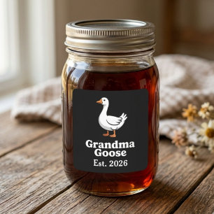 Süße Oma-Gans Est Jahr Lustige Gans Cartoon  Quadratischer Aufkleber