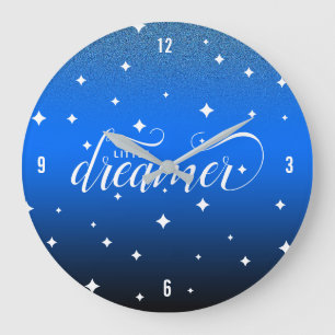 Süße Ombre-Mitternachtsblaue Sternchen-Träumerin Große Wanduhr