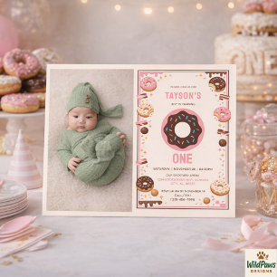 Süße One Donut 1. Geburtstagsfeier Süße Donut Einladung