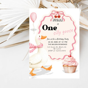 Süße ONE Dumme Gans Baby Mädchen 1. Geburtstagsfei Einladung