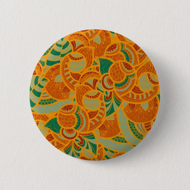 Süße orange abstrakte nahtlose Blumen Button (Vorderseite)