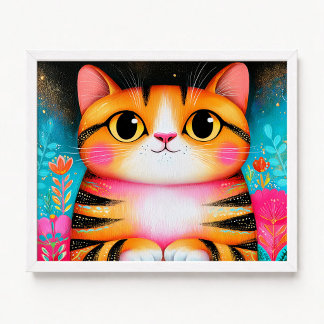 Süße orange amerikanische Kurzhaarkatze Malerei Poster