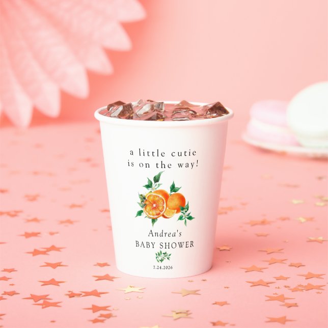 Süsse | Orange Baby Dusche Pappbecher (Insitu)