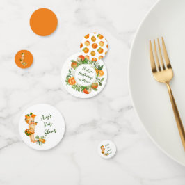 Süsse orange Babydusche Konfetti, Mädchendusche Konfetti