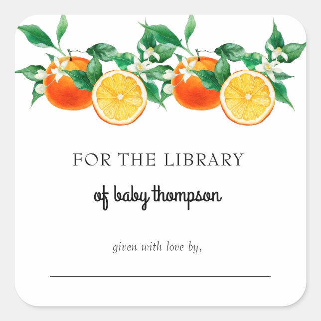 Süsse | Orange Citrus | Buch Quadratischer Aufkleber (Vorderseite)