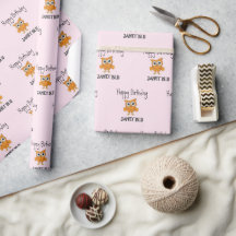 Süße orange Eule zum Geburtstag auf Rosa