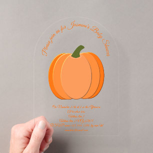 Süße orange geschlechtsneutrale Kürbis-Baby-Party Acryleinladungen