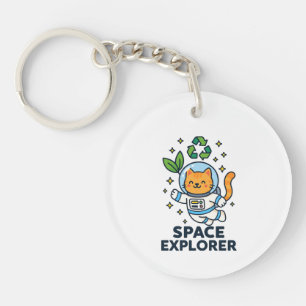 Süße orange getigerte Katze Astronaut winkt mit Pf Schlüsselanhänger