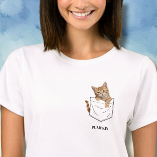 Süße orange getigerte Katze in der Tasche Name T-Shirt
