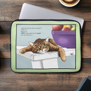 Süße orange getigerte Katze Leckerlis lustig warte Laptopschutzhülle