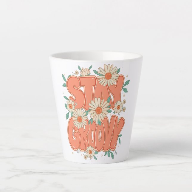 Süße orange Hippie-Typografie Milchtasse (Vorderseite)