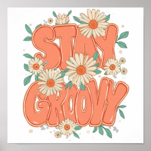 Süße orange Hippie-Typografie Poster