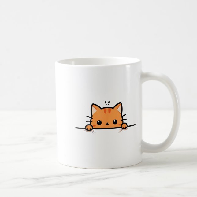 Süße orange Kätzchenkatze, die zu dir rüberschaut, Kaffeetasse (Rechts)