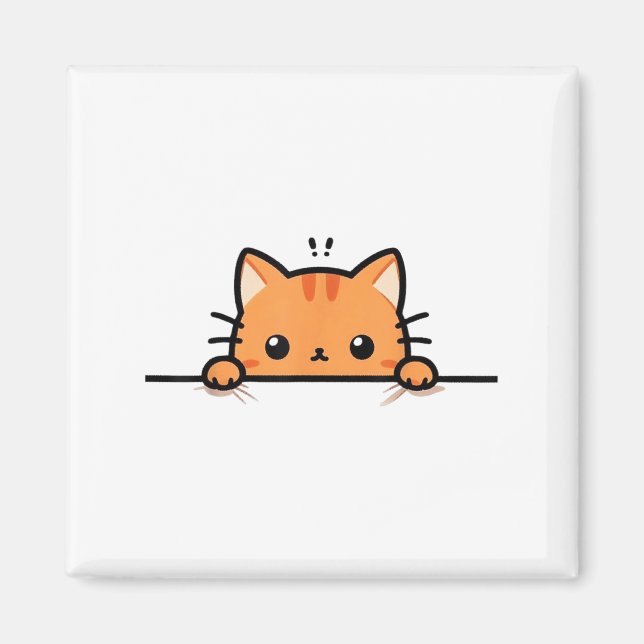 Süße orange Kätzchenkatze, die zu dir rüberschaut  Magnet (Vorne)