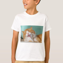 Süße orange Katze bei der Körperpflege T-Shirt