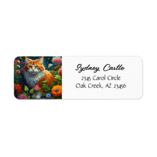 Süße orange Katze in Blumen