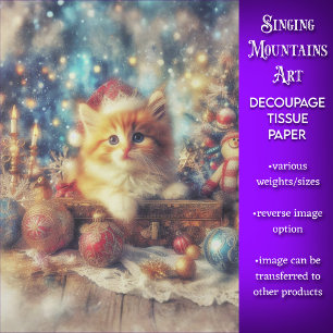 Süße orange Katze in festlichem Hut Weihnachts-Dec Seidenpapier