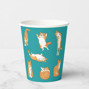 Süße Orange Katze Posen Pappbecher