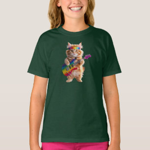 Süße orange Katze Rockstar Kinder- T-Shirt