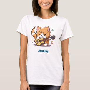 Süße orange Katze spielt Gitarre T-Shirt