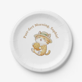 Süße Orange Katze Taiyaki Geburtstagspapierteller Pappteller