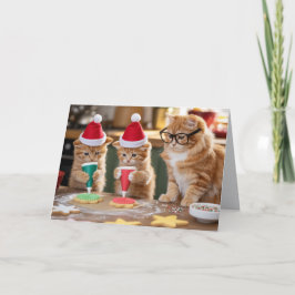 Süße orange Katze Weihnachtskekse Karte