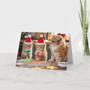 Süße orange Katze Weihnachtskekse Karte