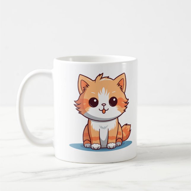 Süße Orange Katzen Tasse – Ansprechende Katzen Kaf (Links)