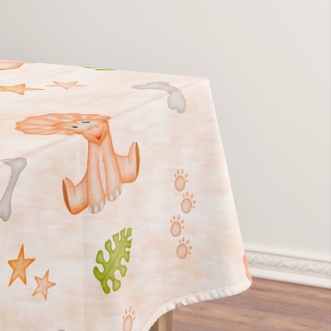 Süße orange Kinder Dinosaurier Tischdecke (Beispiel)