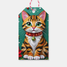 Süße orange Kitty Katze und Weihnachtsstern Weihna