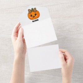 Süße Orange Kleine Kürbis Halloween Anpassen Name All In One Einladung
