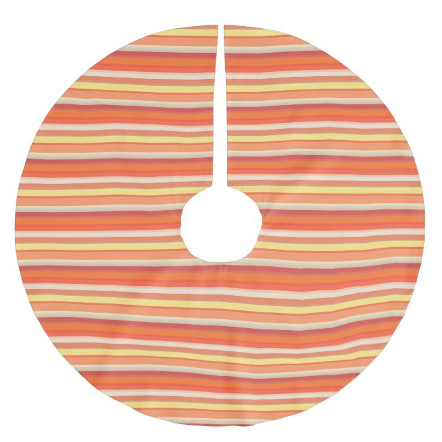 Süße orange-rote Streifen  Polyester Weihnachtsbaumdecke (Vorderseite)