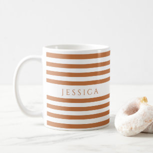 Süße orange Streifen Muster Name Kaffeetasse
