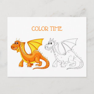 Süße Orange- und Gelbe-Drache-Färbeaktivität Postkarte