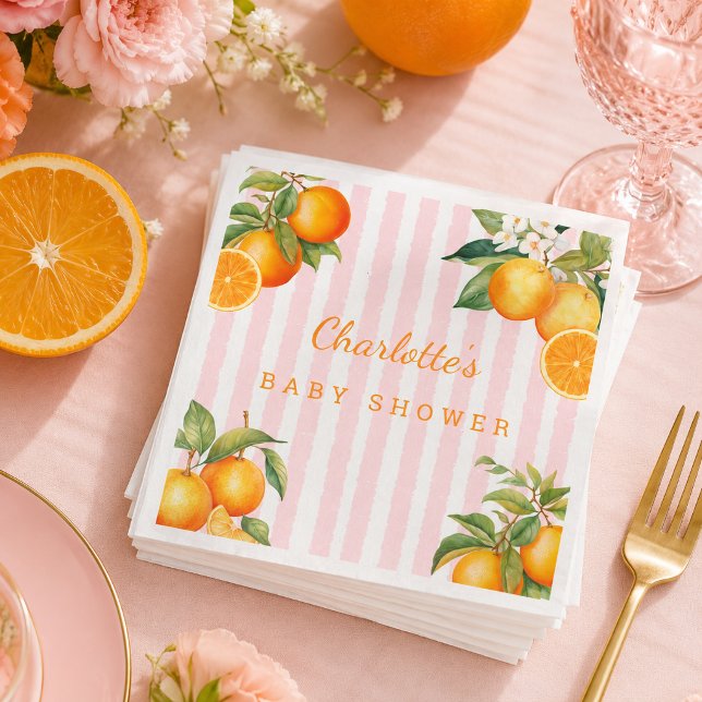 Süße orange Zitrus-Baby-Party  Serviette (Citrus Orange Baby Shower Napkins)