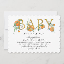 Süsse Orangen Gold Glitzer Aquarell Kinderdusche Einladung