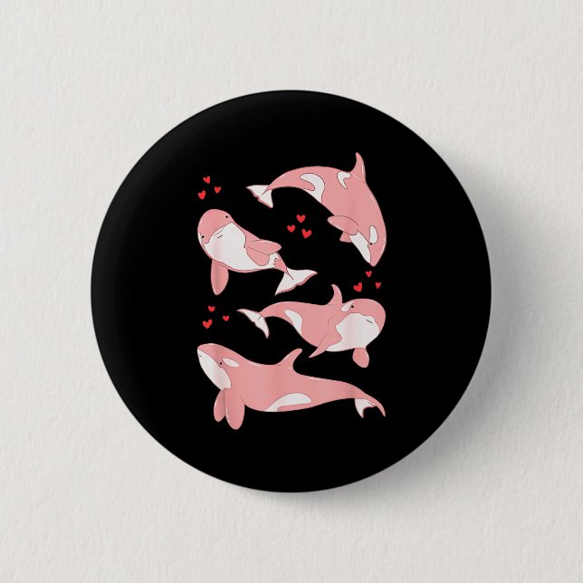 Süße Orca-Wal Meeresbiologe Meerestiere Valentinst Button (Vorderseite)