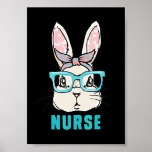 Süße Osterbrille Hase Krankenschwester Krankenpfle Poster