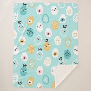 Süße Ostereier Muster Kawaii Pastellfarbene Eier Sherpadecke