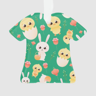 Süße Ostergänschen & Hasen Nahtloses Muster  Orn Ornament
