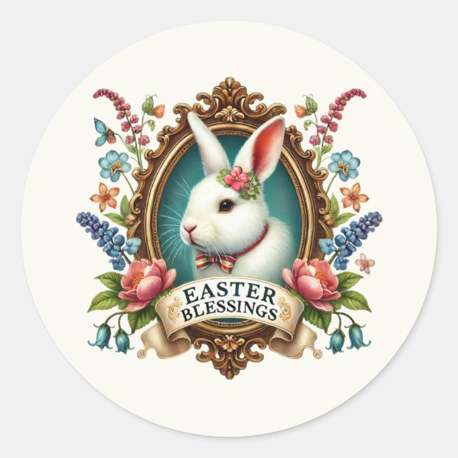 Süße Ostergrüße-Hase  Runder Aufkleber (Vorderseite)