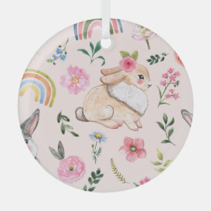 Süße Osterhasen Blumenmuster Ornament Aus Glas