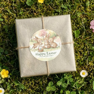 Süße Osterhasen-Eiersuche & Picknick-Aufkleber Runder Aufkleber