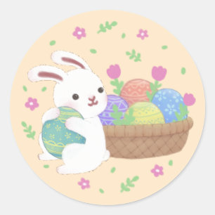 Süße Osterhasen-Illustration Runder Aufkleber