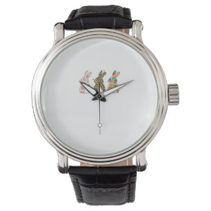 Süße Osterhasen Leopard Hase und Blumen Bunni Armbanduhr