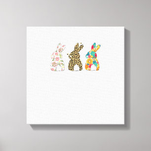 Süße Osterhasen Leopard Hase und Blumen Bunni Leinwanddruck