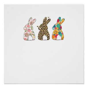 Süße Osterhasen Leopard Hase und Blumen Bunny Poster