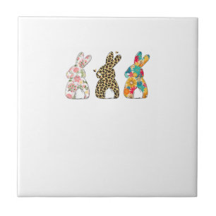 Süße Osterhasen Leopard Hase und Flower Bunni Fliese